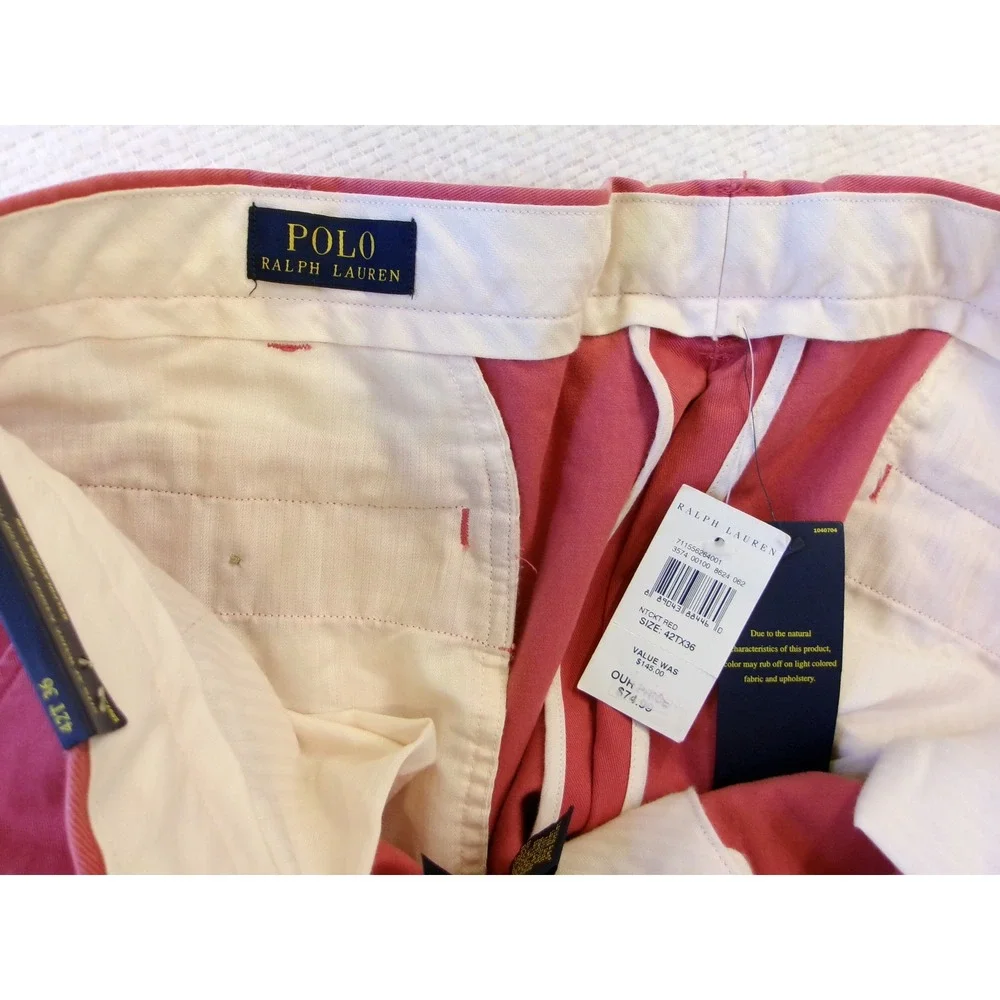 Polo Ralph Lauren Classic Fit Pants Nantucket‎ Red Mens 42x32 HEMMED NWT